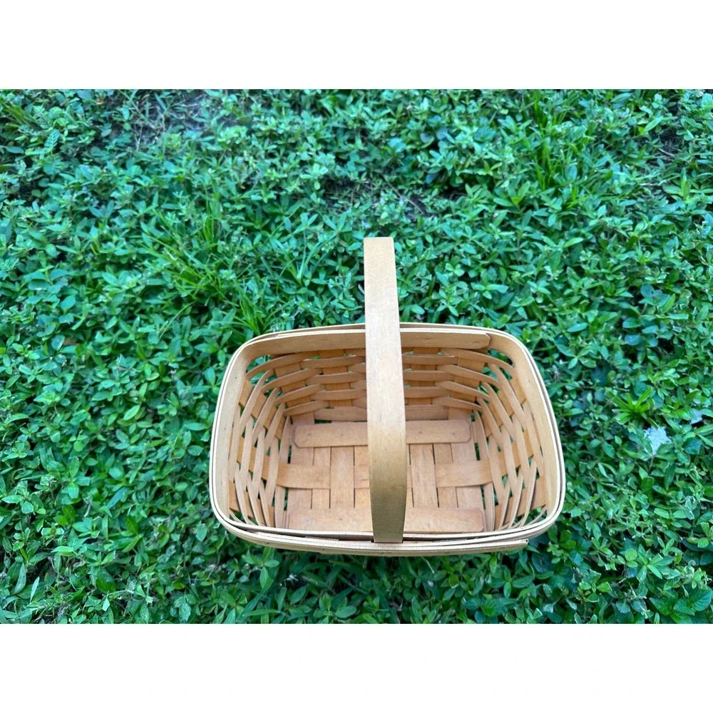 Longaberger 2002 Handwoven Rectangular Basket with Handle Dresden Ohio USA